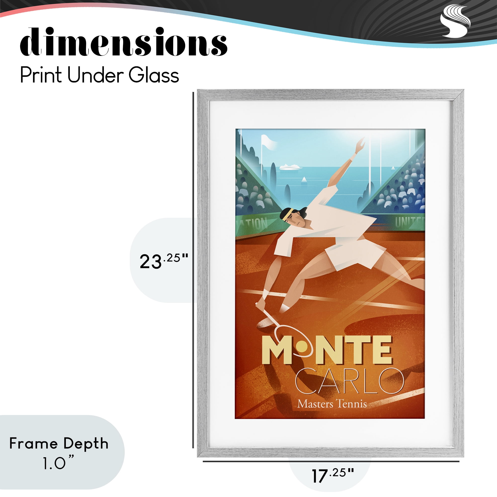 Stupell Industries Monte Carlo Masters Tennis Gray Framed Print Under Glass, design by Martin Wickstrom