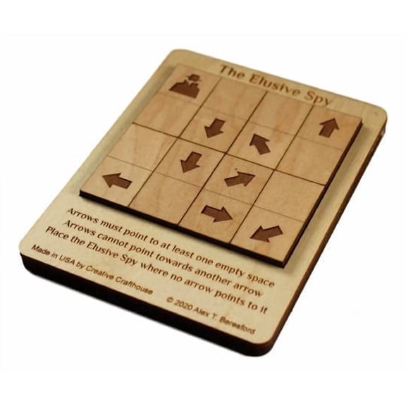 Creative Crafthouse Elusive Spy Puzzle Wood Logic Brain Teaser Made in USA