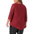 thumbnail image 4 of DARING DIVA Women's Plus Ruffle 3/4 Sleeve V Neck Loose Fit Blouse 1X Burgundy, 4 of 6
