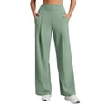 thumbnail image 2 of Favoffer Women's High Waist Wide Leg Pants Solid Color Front Pleated Design Pocket Loose Casual Trousers Soft Yoga Everyday Bottom for Walking Lounging Workout, 2 of 9