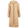 thumbnail image 5 of PNTUTB Fall Winter Women's Longline Coat Hooded Full Zip Outwear Soild Color Casual Loose Comfortable Trendy Coats with Pockets, 5 of 7