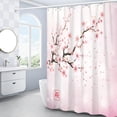 thumbnail image 2 of Pink Cherry Blossom Shower Curtain, Japanese Sakura Floral Shower Curtain Set, Plant Flower Cherry Shower Curtains for Bathroom, Waterproof Fabric with 12 Hooks, 72 x 72 Inches, 2 of 6