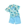 thumbnail image 2 of Aojekbee Toddler Boys Summer Shorts Sets Short Sleeve Tropical Tree Print Shirt and Drawstring Shorts Sets, 2 of 10