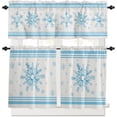 thumbnail image 2 of Christmas Kitchen Window Curtain Set with Tiers and Valance, 3 Pieces Rod Pocket Valances Blue Snowflake Seasonal Winter Holiday Window Treatment Semi Sheer Kitchen Bedroom Decor (52"W x 18"L), 2 of 6