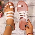 thumbnail image 2 of Zapatillas de Suela Suave Zapatillas de Playa Planas de Color Sólido de Moda con Hebilla de Metal para Zapatillas de Verano de las Mujeres, 2 of 9