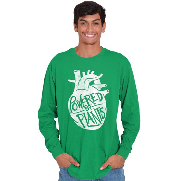 Powered By Plants Healthy Vegetarian Long Sleeve TShirt Men Women Brisco Brands S