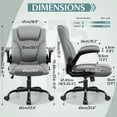 thumbnail image 3 of Leather Office Chair, PU Home Computer Desk Chairs with Ergonomic Back Support, 360°Swivel Free, Small Gaming Chair with Wheels and Adjustable Armrests, for Short People Use(1 pack, Grey), 3 of 8