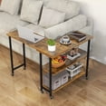 thumbnail image 2 of Harmijoy 360° Rotating Sofa Side Table, Mobile End Table Couch Side Table with 2-Tier Storage Shelves, Swivel Rolling Desk w/ Metal Frame, 2 of 7