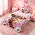 thumbnail image 2 of meiyoeat Highland Cow Flower Twin Comforter Sets,Cute Farm Cattle Bedding Set For Girl,Reversible,2 Pieces,1 Comforter and 1 Pillowcase, 2 of 7