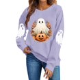 thumbnail image 4 of Tusihei Women Halloween Long Sleeve Cute Graphic Casual Pullover Tops Sweater Fall Winter Outfits, Purple M, 4 of 5