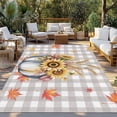 thumbnail image 2 of Thanksgiving Outdoor Rug for Patio/Deck/Porch, Non-Slip Large Area Rug 5 x 8 Ft, Fall White Pumpkin Sunflowers Maple Leaf Plaid Indoor Outdoor Rugs Washable Area Rugs, Camping Rug Carpet Runner, 2 of 8
