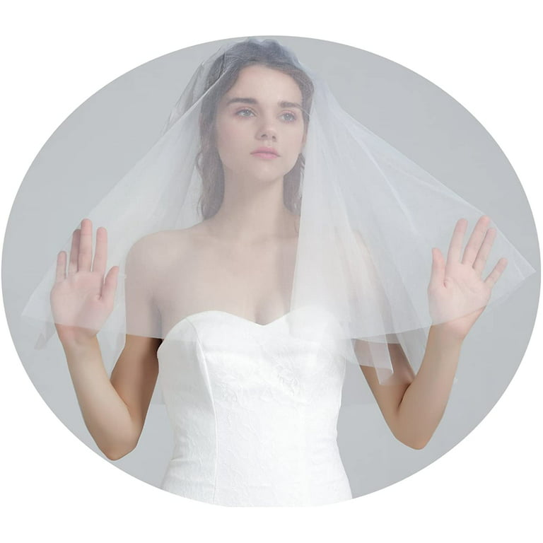  Ursumy Bride Wedding Lace Veil Short Waist Veils 2 Tier Soft  Tulle Veil Bridal Veils with Comb (Ivory) : Clothing, Shoes & Jewelry