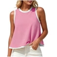 thumbnail image 2 of TGSLY Color Block Contrast Trim Tank Tops for Women Crew Neck Sleeveless Blouses A-Line Flowy Loose Fit Solid Color Going Out Tshirts L, 2 of 6