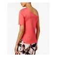thumbnail image 2 of BAR III $34 Womens New 1324 Coral Asymetrical Neckline Short Sleeve Top S B+B, 2 of 4