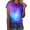 thumbnail image 5 of LangJing Womens Spring Tops 2026 Starry Sky Printed Short Sleeve Shirts Round Neck Dressy Casual Blouses Loose Fit Trendy Basic Tees Multicolor,M, 5 of 7
