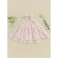thumbnail image 5 of Aojekbee Toddler Girl Summer Sleeveless Dress, Sweet Flower Embroidery Tulle Patchwork A-line Slip Dress, 5 of 9