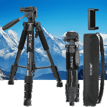 ZOMEI 55-inch camera and phone tripod, aluminum heavy duty tripod stand for Canon for Nikon, carry bag and phone stand, compatible with DSLR cameras,for , scope, up to 15 LBS (about 6.8 kg)