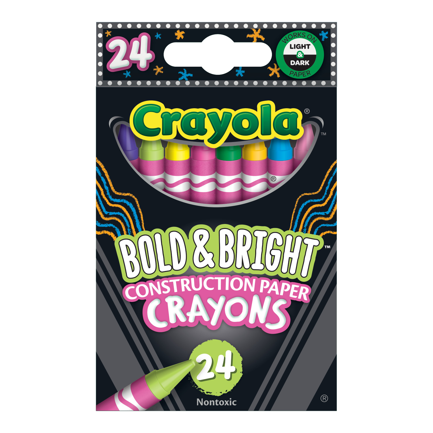 Crayola Bold and Bright Construction Paper Crayons, 24 Ct, Cute School Supplies for Kids, Creative Gift for Teachers and Kids, Ages 3+