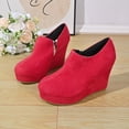 thumbnail image 5 of OKBOP Women's Wedge Boots Side Zip Round Toe Stability Foam Cushioning Red Stylish Women's Boots Sizes 40, 5 of 5