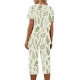 thumbnail image 4 of Women 2 Piece Capri Sets Short Sleeve V Neck Tops and Capris Pants Floral Print Lounge Set Womens Pajamas Sets, 4 of 7