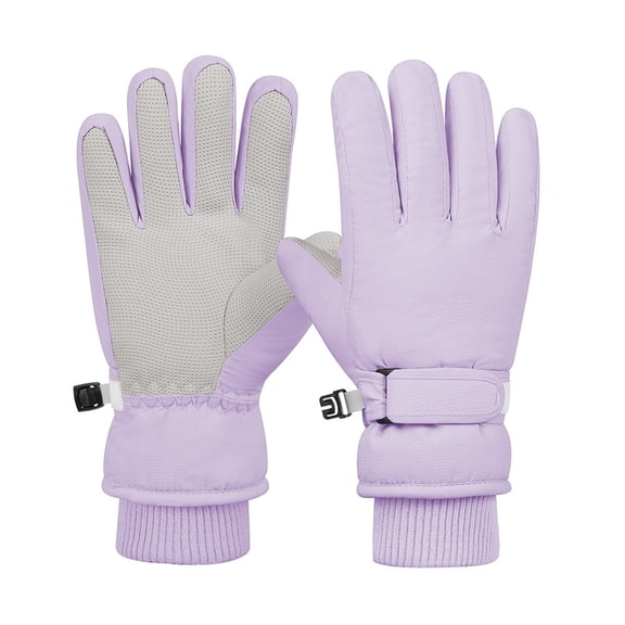 Fgnfyis Kids Ski Gloves Children Lined Thermal Snowboard Boys Girls Winter Gloves Mittens Cold Weather Style Purple M