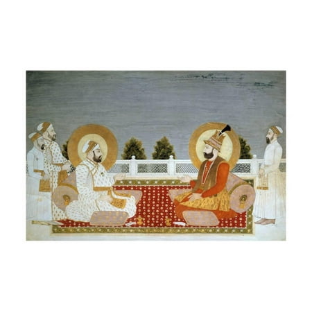 Mughal School Miniature Painting of Muhammad Shah and Nader Shah Print Wall