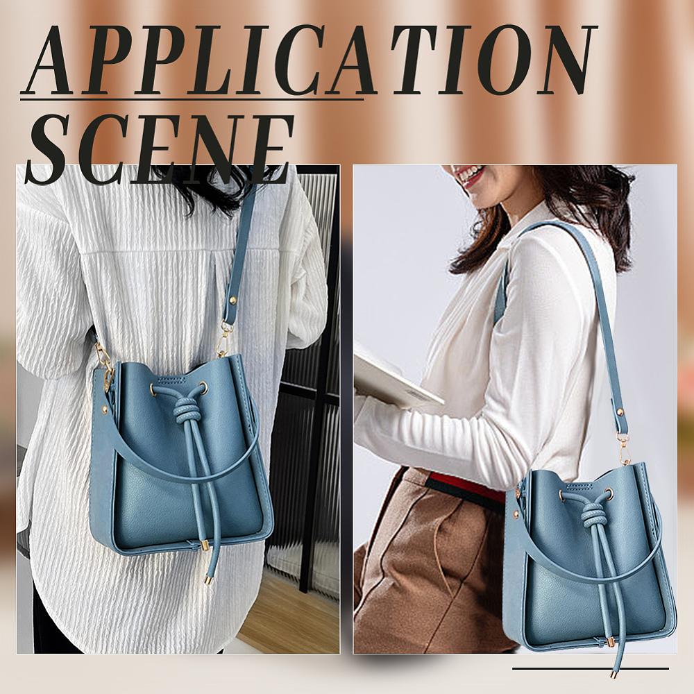 1set DIY Imitation Leather Sew on Women's Crossbody Bucket bag Making Kit including Fabrics D Rings Screw Cord and Needle Screwdriver Slate Gray Fihished Product: 220x200x100mm