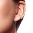 thumbnail image 4 of 10k Yellow Gold Genuine Pear-Shape Emerald and Diamond Drop Earrings, 4 of 5
