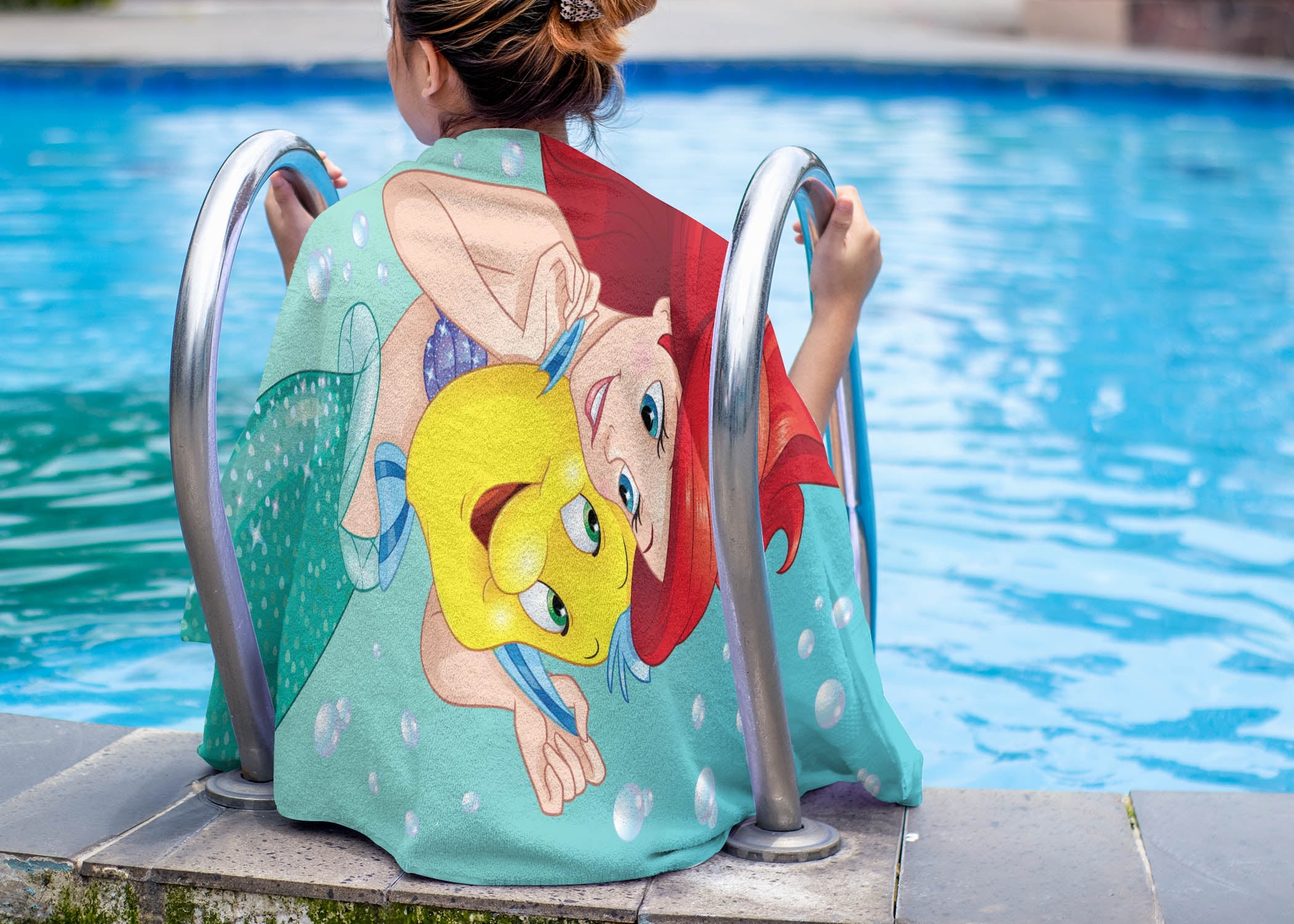 Disney The Little Mermaid Princess Kids 28 x 58 inch Bath/Pool/Beach Towel, 100% Cotton, Blue