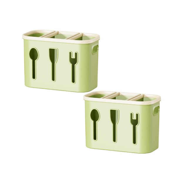 Oleegame 2PC Spoon And Lid Rest Chopstick Tube Wall Mounted Non Punching Chopstick Cage Kitchen Household Drain Chopstick Rack Three Layer Grid Chopstick Cage