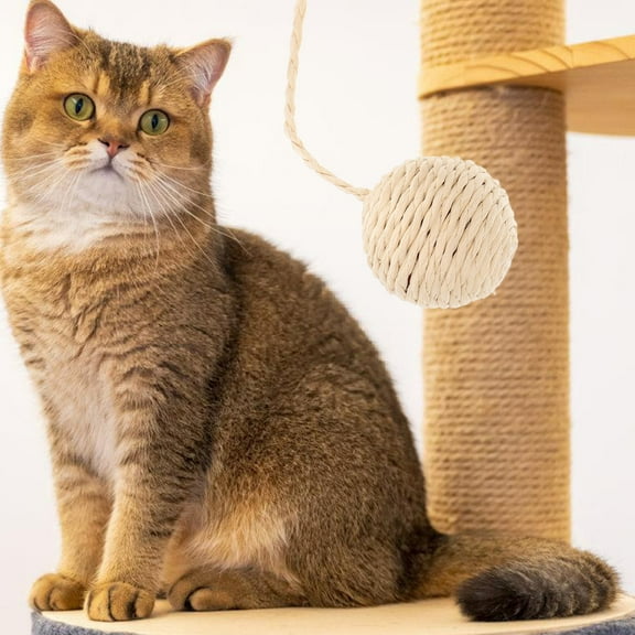 MLINS Cat Balls With Tails Sisal Rope Cat Toys Replacement For Cat Scratching Post For Indoor Cats Interactive Cat Toys Chewing Accessories