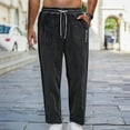 thumbnail image 2 of Men's Sherpa Pants Solid Color Fleece Lined Drawstring Trouser Warm Travel Lounge Pants Black S, 2 of 9