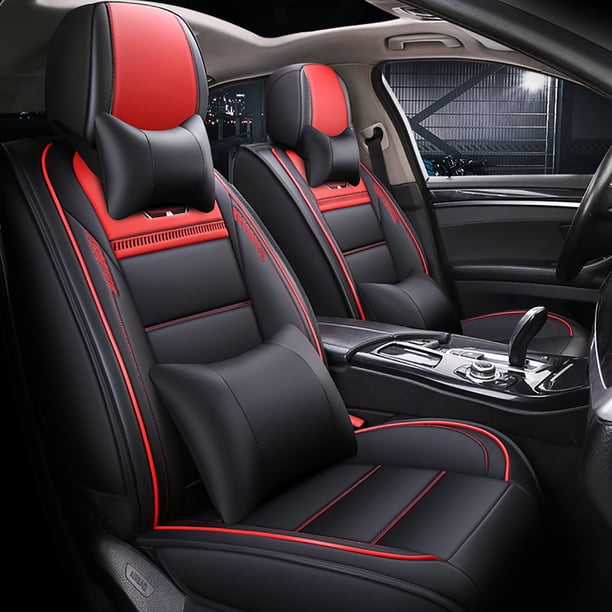 Luxury PU Leather Car Seat Covers 5 Seats Full Set Auto Seat Cushions