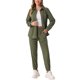 thumbnail image 2 of INSPIRAR CHIC Conjunto de 2 Piezas para Mujeres Traje de Pana Casual con Chaqueta de Manga Larga y Camisa de Botones y Pantalones con Bolsillos M Verde Militar, 2 of 5