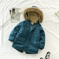 thumbnail image 4 of Toddler Boys Girls Coats Padded Winter Parka Puffer Jackets Kids Faux Fur Collar Hooded Winter Warm Coat Overcoats 3-8 Years, 4 of 9