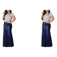 thumbnail image 1 of Qarigey vaquera larga a la moda - Ajuste cómodo Botón favorecedor Denim larga de mezclilla Faldas para mujer Maxi azul oscuro M 1 azul oscuro m,1 2Conjunto, 1 of 6
