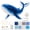 Blue White, variant on 3D Beaded Animal DIY Kit with Crystal Bead and Pattern Guide for Craft Project and Beadwork Display(Shark)