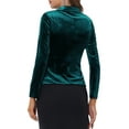 thumbnail image 4 of INSPIRE CHIC Women's Vintage Velvet Blazer Notched Lapel Button Front Wear-to-Work Jacket L Emerald Green, 4 of 7