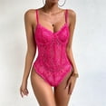 thumbnail image 5 of Penkiiy Women's Sexy Floral Lace Bodysuit Sheer Mesh Shapewear Skinny Top Camisole Corset Bodysuit Hot Pink Shapewear Tummy Control, 5 of 6