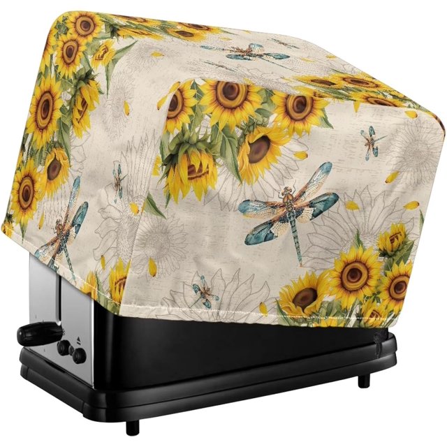 Dragonfly Toaster Covers 2 Slice Toaster Dust Covers Sunflower Print Small Kitchen Appliance Dust Cover Oven Microwave Cover Bread Maker Protector Covers