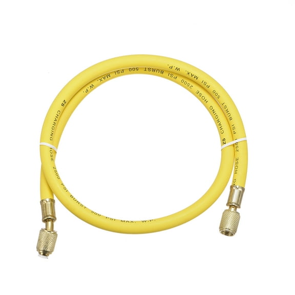 Uxcell 2.95ft 1/4 SAE Thread 500PSI Refrigeration Tube Charging Hose Tube Rubber Yellow