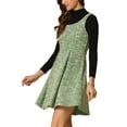 thumbnail image 4 of VESTIDO PINAFORE A LINEA SIN MANGAS DE TWEED A CUADROS PARA MUJERES CHIC L VERDE, 4 of 6