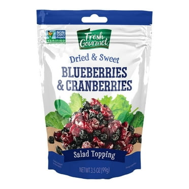 Fresh Gourmet Dried Sweet Blueberries and Cranberries, Salad Topping, 3.5 oz