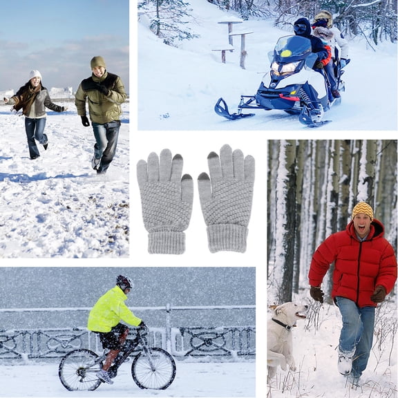 Amosfun Grey Woolen Gloves for Winter, Soft Warm Knitted Accessories for Cold Weather Use