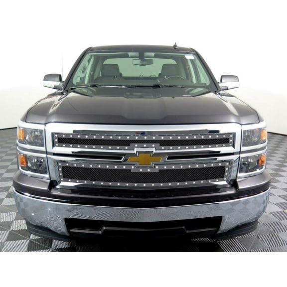 2014-2015 Chevy Silverado 1500 Stainless Steel Black Main Upper Wire Mesh Rivet Grille