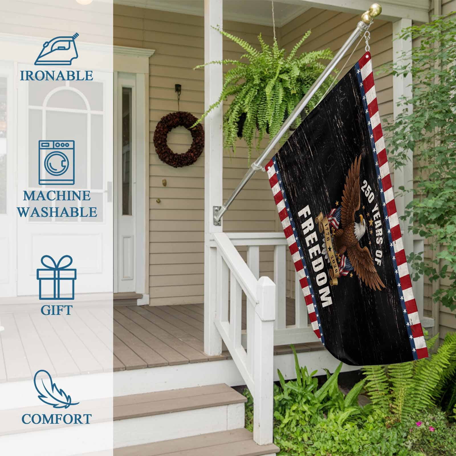 4th of July Flags for Outside 3x5 ft Freedom Eagle Outdoor Flags Double Sided Grommets House Banner Anniversary USA Flag Patio Yard Flag for Outdoor Party Porch Garden Independence Day Decor