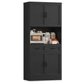 thumbnail image 3 of Homfa 71" Farmhouse Kitchen Pantry Storage Cabinets with 2 Drawers and Adjustable Shelves, Wood Tall Hutch Storage Cabinet for Dining Room, Black, 3 of 7