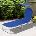 thumbnail image 2 of Outsunny Chaise Longue d'Extérieur, Chaise Longue Pliante Réglable, Chaise de Bronzage avec Pare-Soleil pour Plage, Camping, Randonnée, Cour Arrière, Bleu, 2 of 10