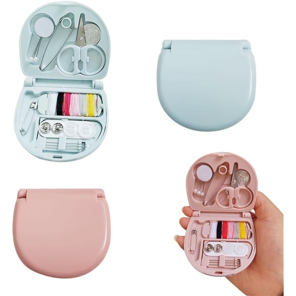 2 Pack Mini Travel Sewing Kit, Portable Travel Sewing Box Kit, Portable Heart-Shaped Box