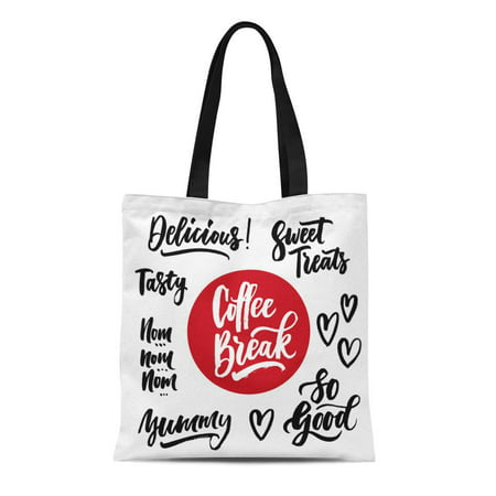 ASHLEIGH Canvas Tote Bag the Cooking Lettering Designs and Stamps Packaging Food Modern Reusable Shoulder Grocery Shopping Bags